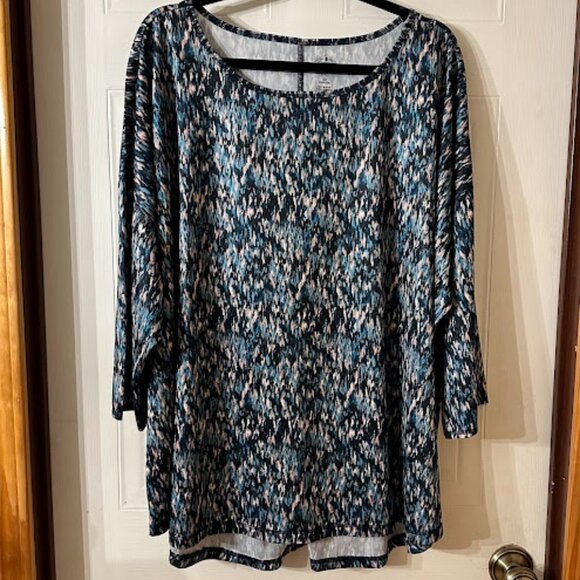 {Plus Size} Women's St. John's Bay Quick-Dri Shirt~ Size 4X~ Blue/Pink/Nude(B27) - Picture 1 of 5
